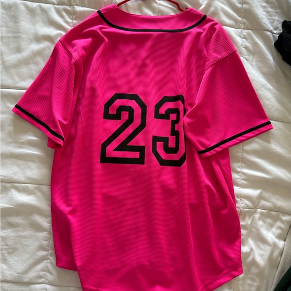 Pink Button-Up Baseball Jersey - Picture 2 of 3